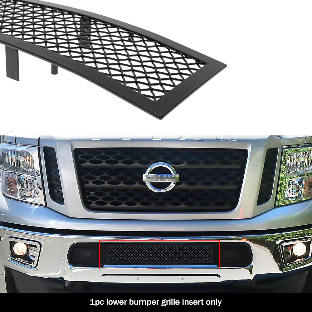 2016-2019 Nissan Titan Not for Models with Tow Hook Lower Bumper Black Wire Mesh Grille