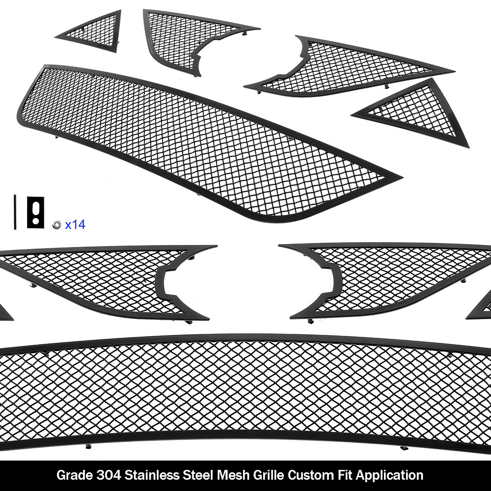 2015-2018 Nissan Maxima Main Upper + Lower Bumper Black Wire Mesh Grille