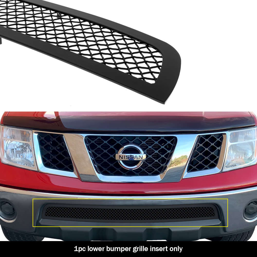 2005-2008 Nissan Frontier All Model/2009-2021 Nissan Frontier (Only Fit Model With Chrome Bumper Not Fit Pro-4X Model)/2005-2007 Nissan Pathfinder Lower Bumper Black Wire Mesh Grille