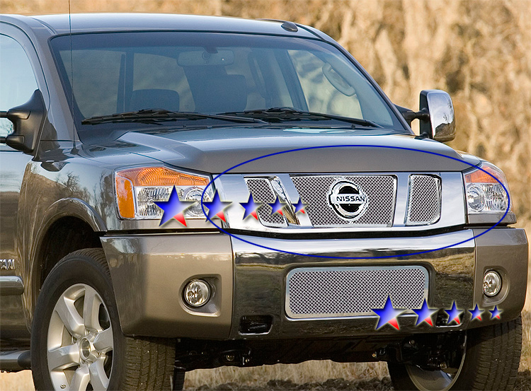 2008-2015 Nissan Titan With Logo Show Main Upper Wire Mesh Grille