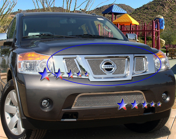 2008-2015 Nissan Armada With Logo Show Main Upper Wire Mesh Grille