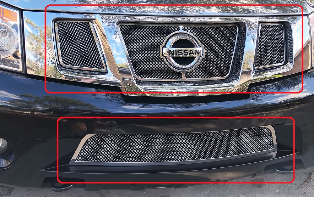 2008-2015 Nissan Armada Logo Show Main Upper + Lower Bumper Wire Mesh Grille