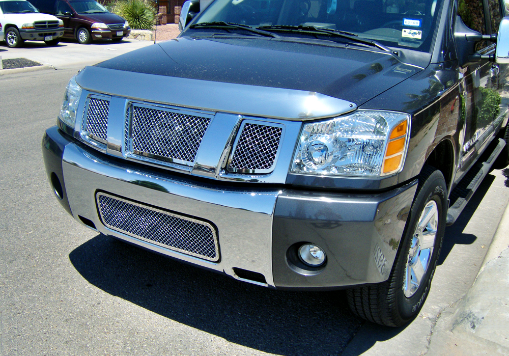 2004-2007 Nissan Titan Main Upper + Lower Bumper Wire Mesh Grille