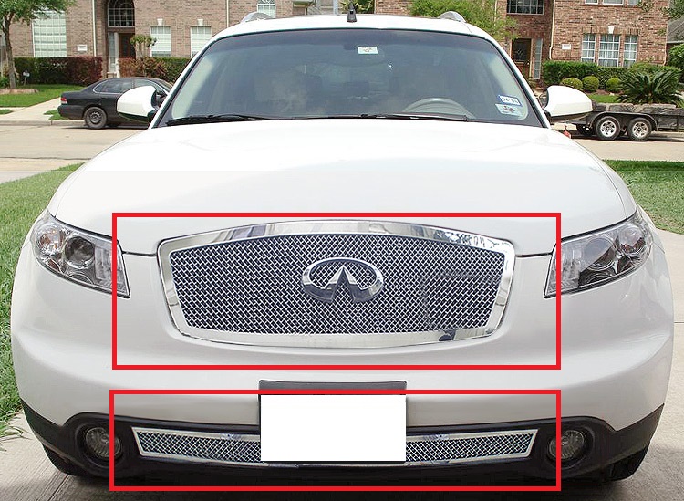 2003-2005 Infiniti FX45 /2003-2005 Infiniti FX35 Main Upper + Lower Bumper Wire Mesh Grille