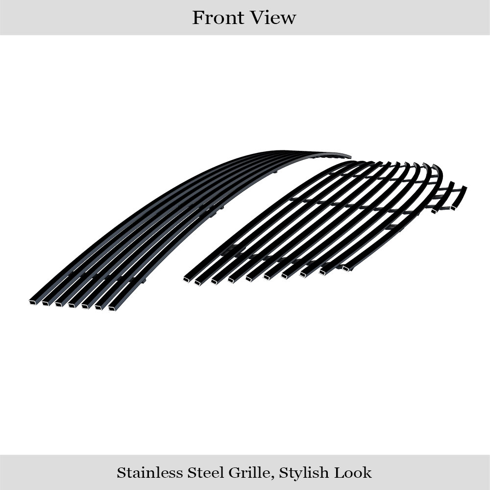 2007-2009 Nissan Altima Sedan Main Upper + Lower Bumper Black Stainless Steel Billet Grille