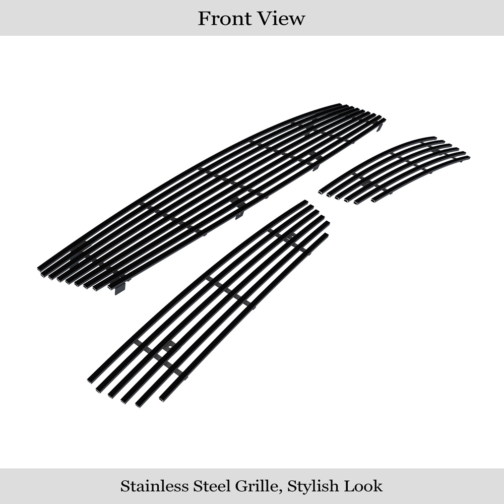 2005-2006 Infiniti G35 Main Upper + Lower Bumper Black Stainless Steel Billet Grille