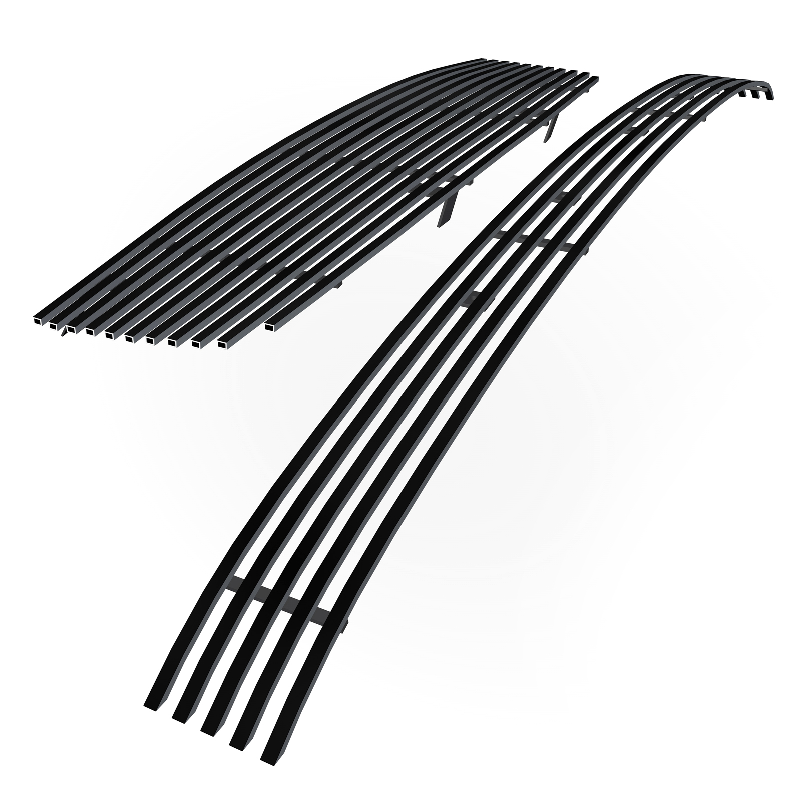 2004-2006 Nissan Maxima Main Upper + Lower Bumper Black Stainless Steel Billet Grille