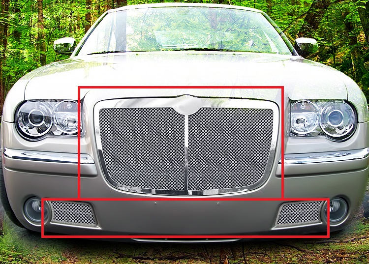 2005-2010 Chrysler 300 /2005-2010 Chrysler 300C Main Upper + Lower Bumper Wire Mesh Grille