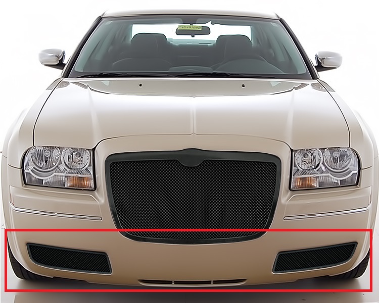 2005-2010 Chrysler 300 (Fog Lights Full Covered) Lower Bumper Black Wire Mesh Grille