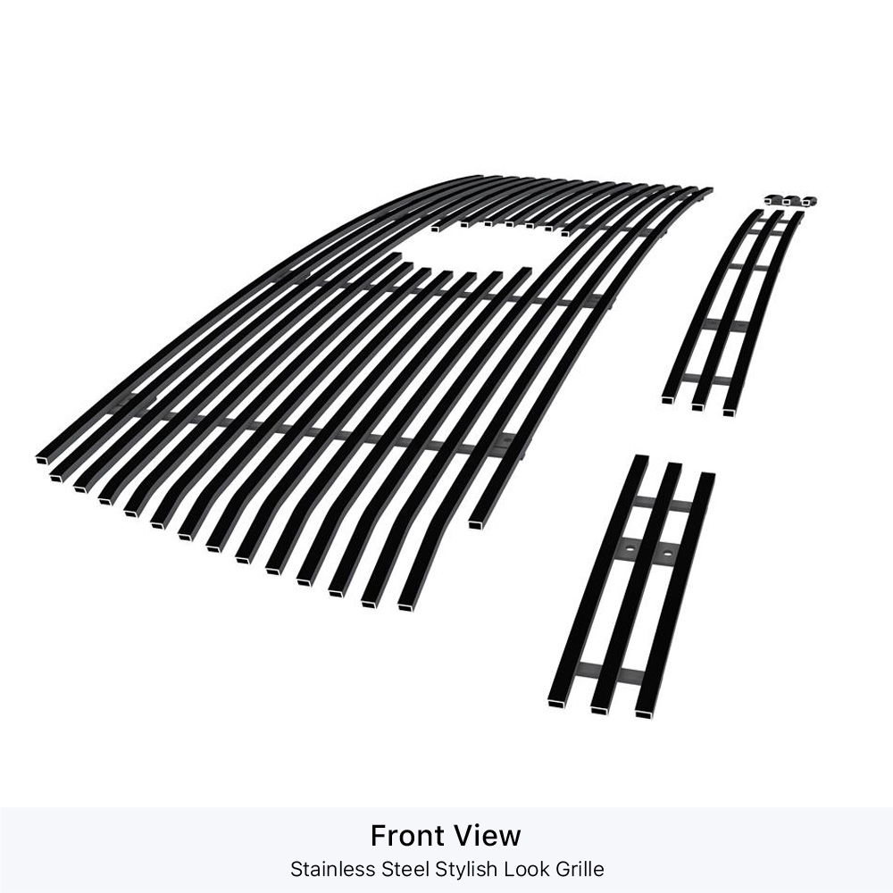 2010-2013 Toyota Tundra Main Upper + Lower Bumper Black Stainless Steel Billet Grille