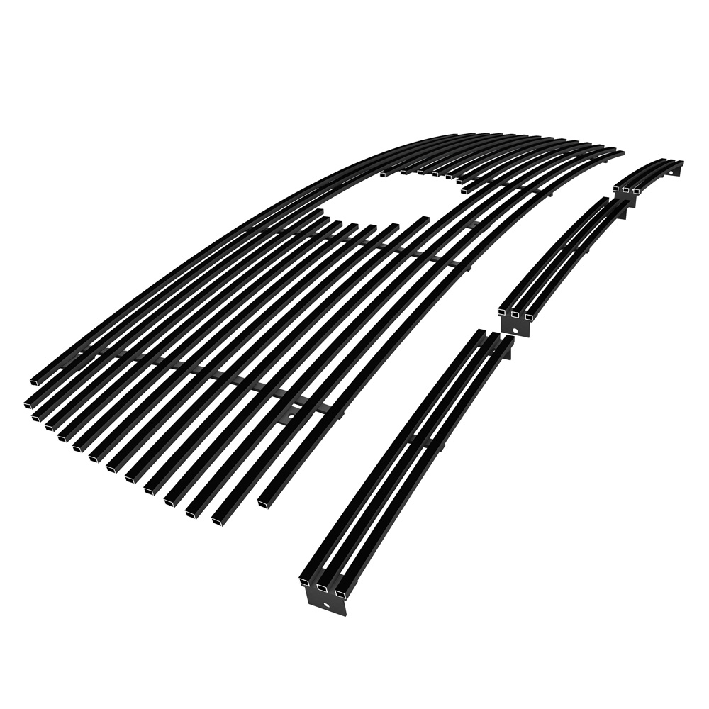 2007-2009 Toyota Tundra With Logo Show Main Upper + Lower Bumper Black Stainless Steel Billet Grille