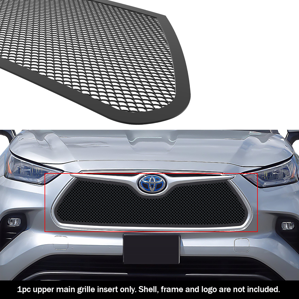 2020-2024 Toyota Highlander Without Camera Main Upper Black Wire Mesh Grille