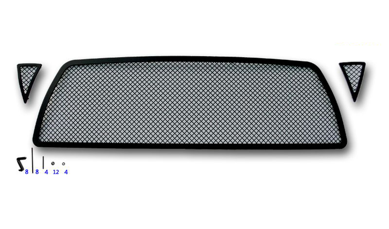 2005-2010 Toyota Tacoma 1 PC Center & 2 PCS For Side Holes Main Upper Black Wire Mesh Grille