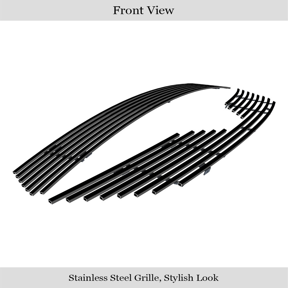 2011-2013 Toyota Corolla Main Upper + Lower Bumper Black Stainless Steel Billet Grille