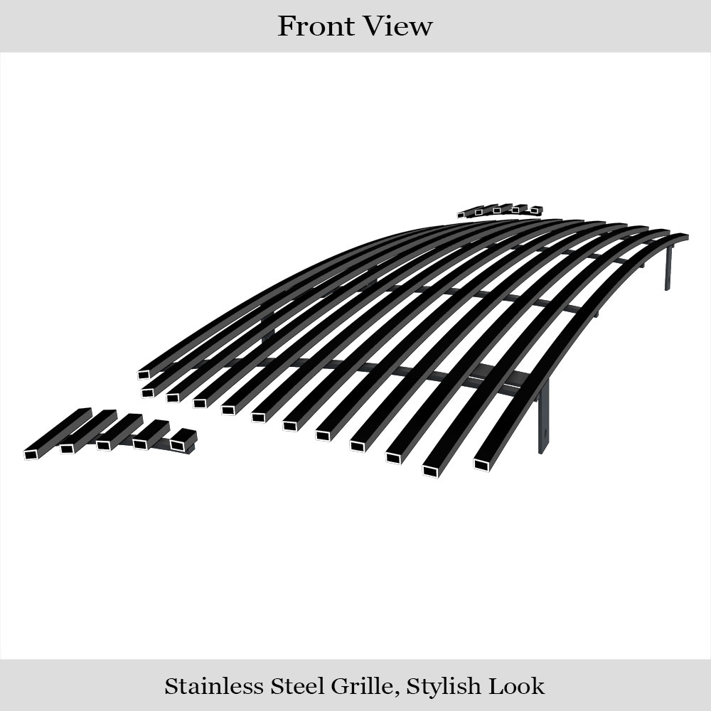 2005-2010 Toyota Tacoma 1 PC Center & 2 PCS For Side Holes Main Upper Black Stainless Steel Billet Grille