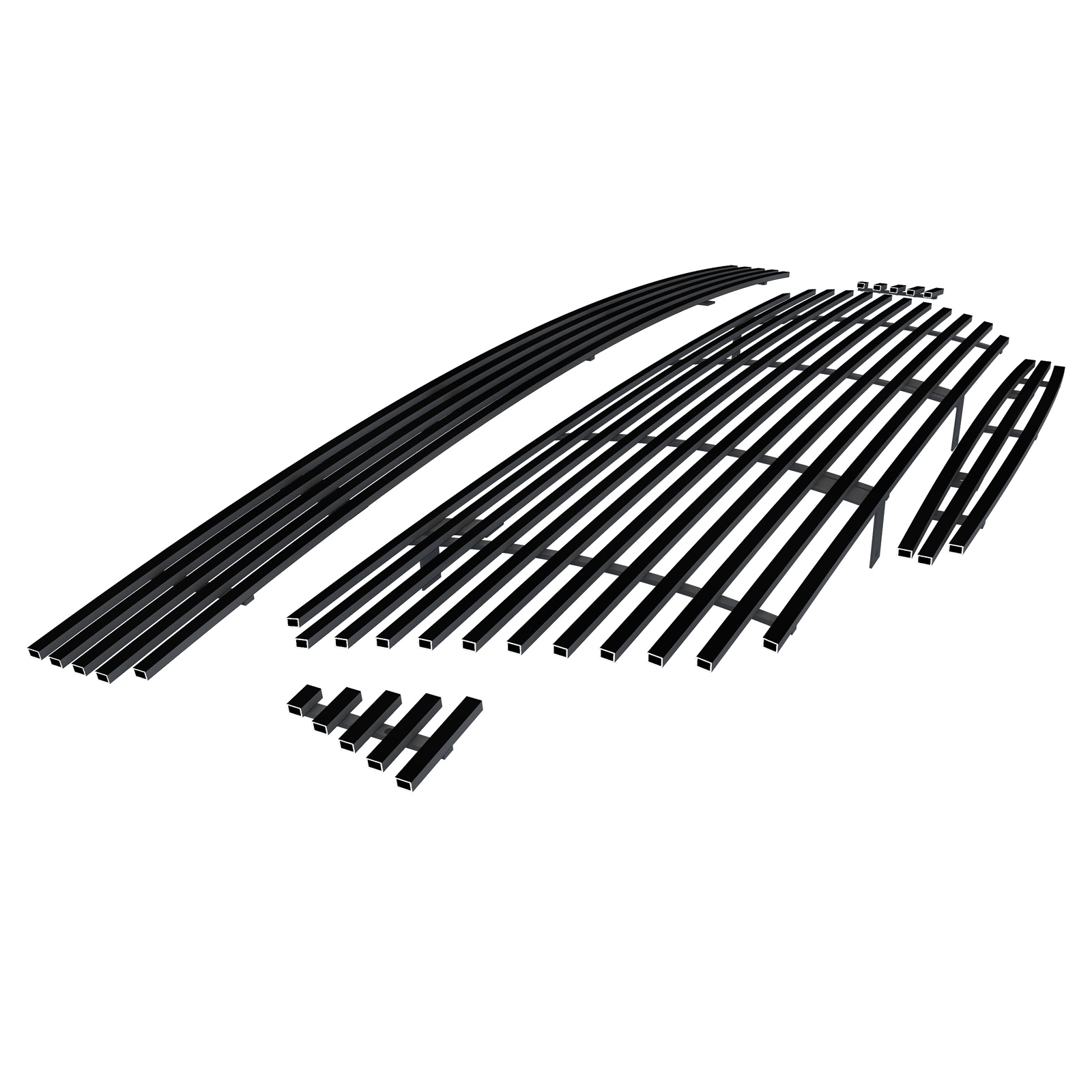 2005-2010 Toyota Tacoma TRD Sport Main Upper + Lower Bumper + Hood Scoop Black Stainless Steel Billet Grille