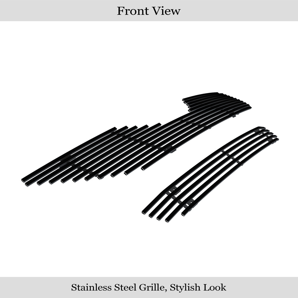2007-2009 Toyota Camry Main Upper + Lower Bumper Black Stainless Steel Billet Grille