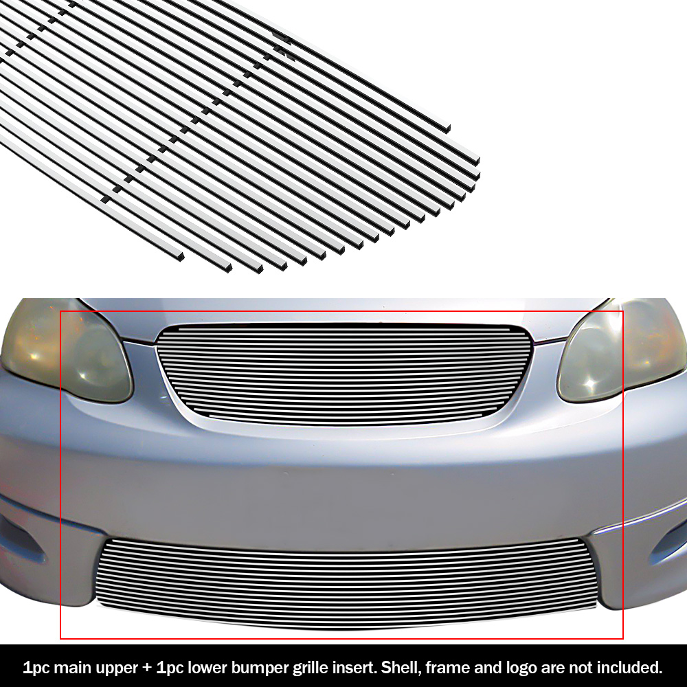 2005-2008 Toyota Corolla S/XRS Model Only Main Upper + Lower Bumper Aluminum Billetuminum Billet Grille