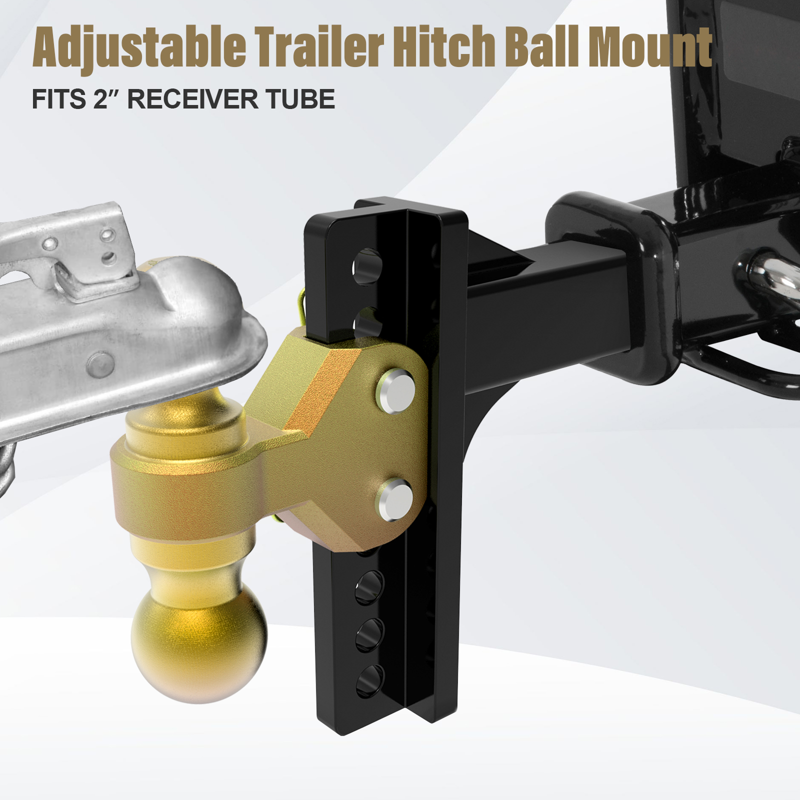 Universal Class 3 Adjustable Ball Mount With a 2" and 2-5/16" Ball; Come With Pin; 6-inch Drop to 5-1/4-Inch Rise; Capacity: 2" Ball 10000 LBS; 2-5/16" Ball 14000 LBS Rear Ball Mount Class 3