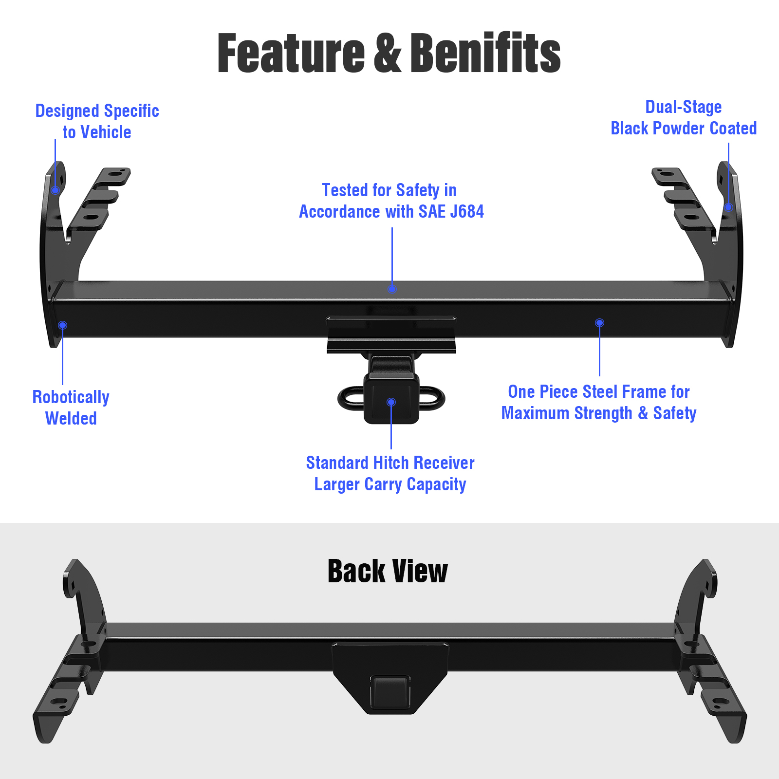 1987-2004 Dodge Dakota Rear Hitch Class 3