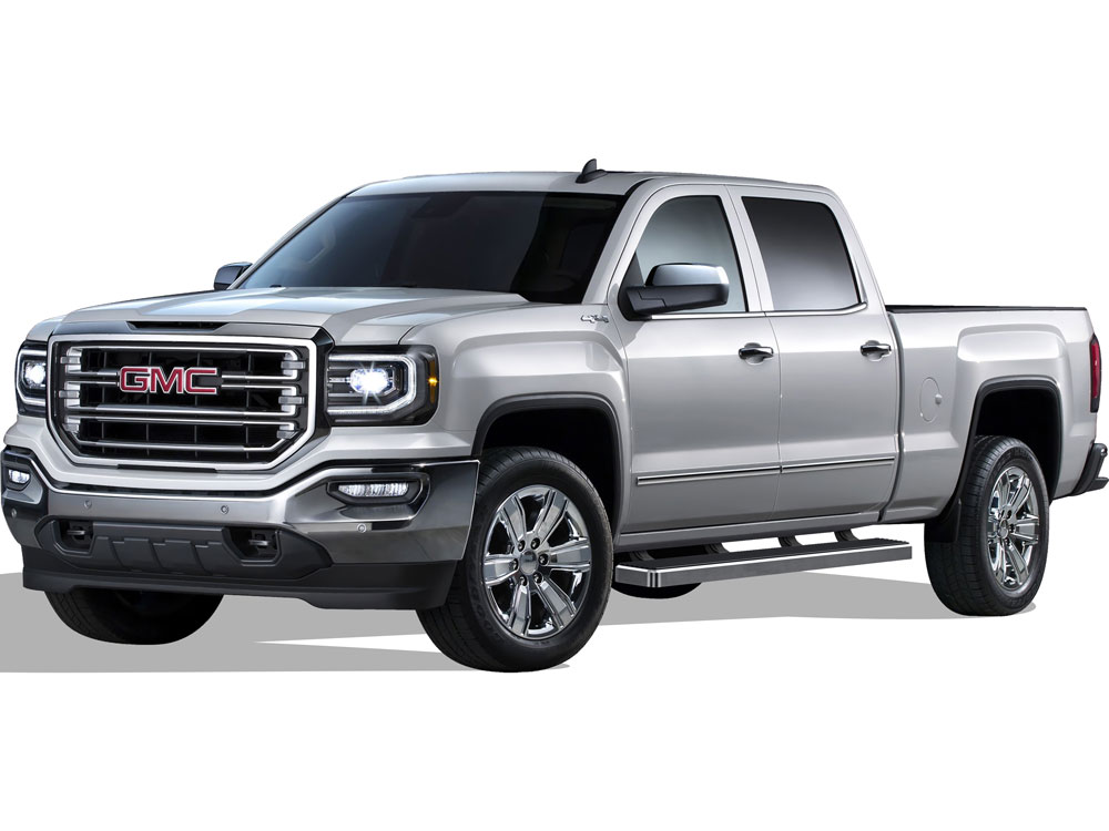 2007-2018 Chevy/GMC Silverado/Sierra 1500 Crew Cab 2007-2019 Chevy/GMC Silverado/Sierra 2500 HD/3500 HD Crew Cab (Incl. Diesel Models With DEF Tanks) Not for 2007 Classic Model Both Sides iStep 5 Inch Stainless Steel
