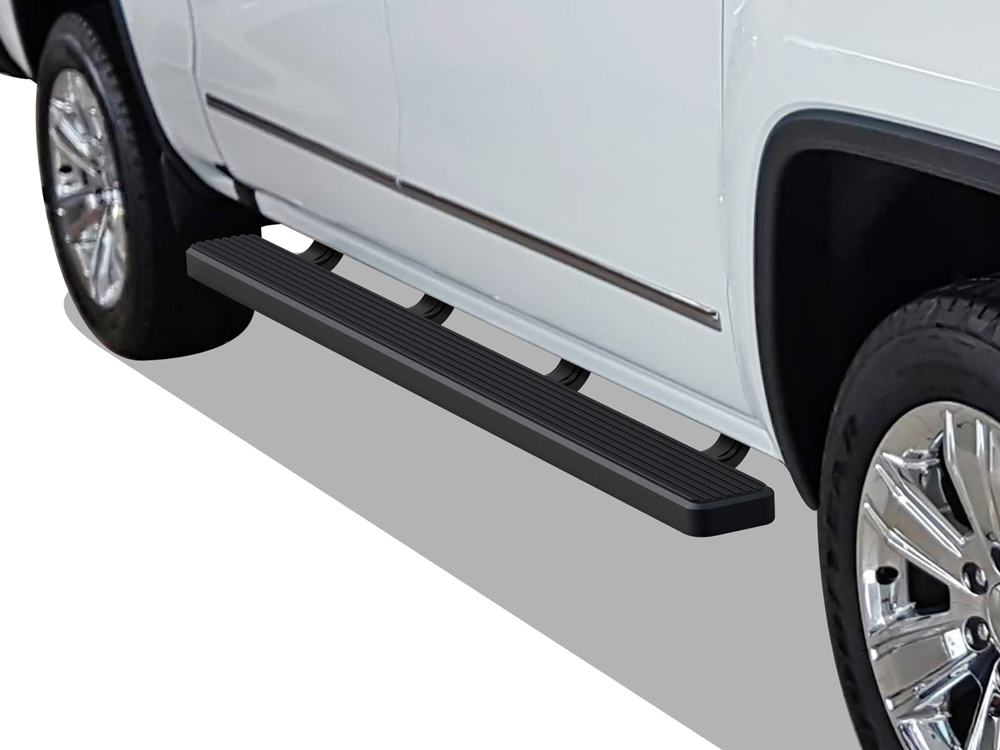 2007-2018 Chevy/GMC Silverado/Sierra 1500 Crew Cab 2007-2019 Chevy/GMC Silverado/Sierra 2500 HD/3500 HD Crew Cab (Incl. Diesel Models With DEF Tanks) Not for 2007 Classic Model Both Sides iStep 5 Inch Stainless Steel