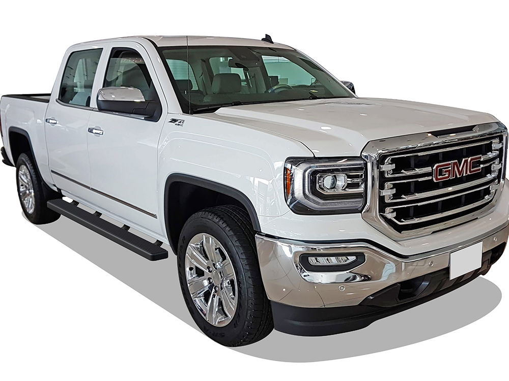 2007-2018 Chevy/GMC Silverado/Sierra 1500 Crew Cab 2007-2019 Chevy/GMC Silverado/Sierra 2500 HD/3500 HD Crew Cab (Incl. Diesel Models With DEF Tanks) Not for 2007 Classic Model Both Sides iStep 5 Inch Stainless Steel