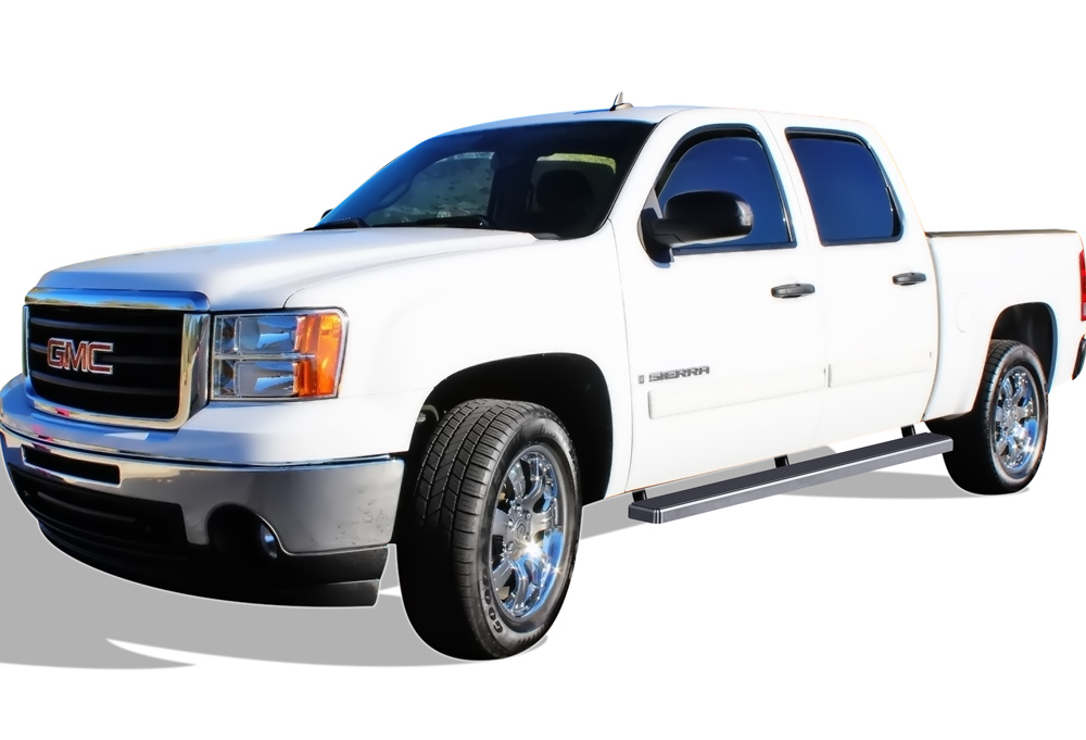 2001-2013 Chevy Silverado/ GMC Sierra 1500/1500HD Crew Cab 2001-2014 Chevy Silverado/ GMC Sierra 2500/2500HD/3500 Crew Cab (Excl. C/K "Classic" & S.S. Models) Both Sides iStep 5 Inch Stainless Steel