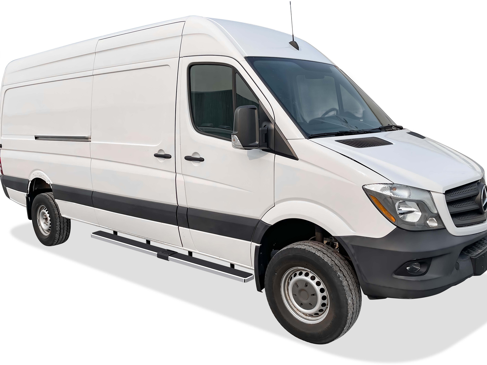 2007-2009 Dodge Sprinter 2007-2009 Freightliner Sprinter 2010-2026 Mercedes-Benz Sprinter (Full Size) Excl. Passenger Van With Rear A/C and 2015 4X4 For 3-Door Models Only Both Sides iStep 5 Inch Van Stainless Steel