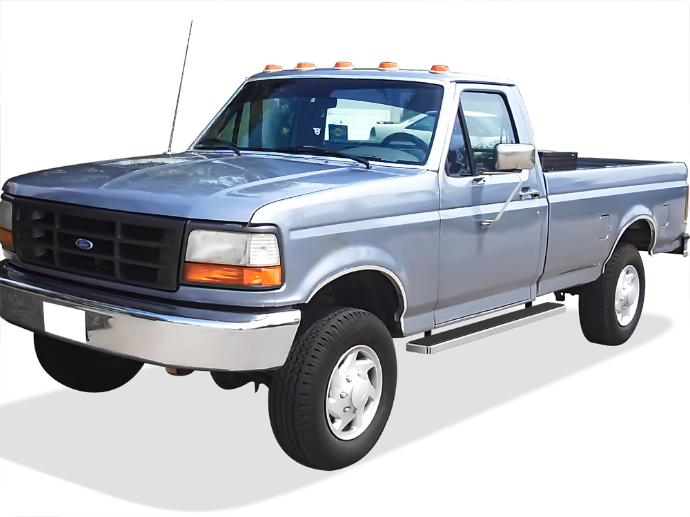 1980-1996 Ford F-150 Regular Cab (Incl. 97 Only HD Model) 1980-1996 Ford Bronco Full Size (Will not fit Lightning or w/ Snow plow prep package Models) Both Sides iStep 5 Inch Stainless Steel
