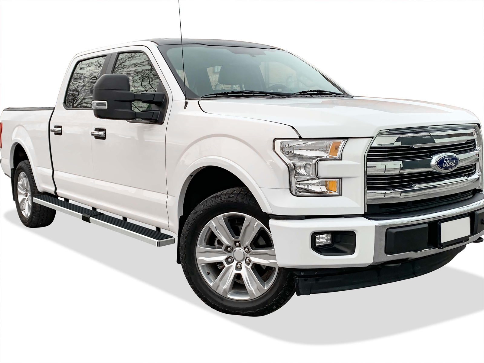 2015-2026 Ford F-150 SuperCrew Cab 2022-2026 Ford F-150 Lightning SuperCrew Cab 2017-2026 Ford F-250/F-350 /F-450/F-550 Super Duty Crew Cab For 6.5 ft Bed Only Both Sides iStep W2W 6 Inch Stainless Steel
