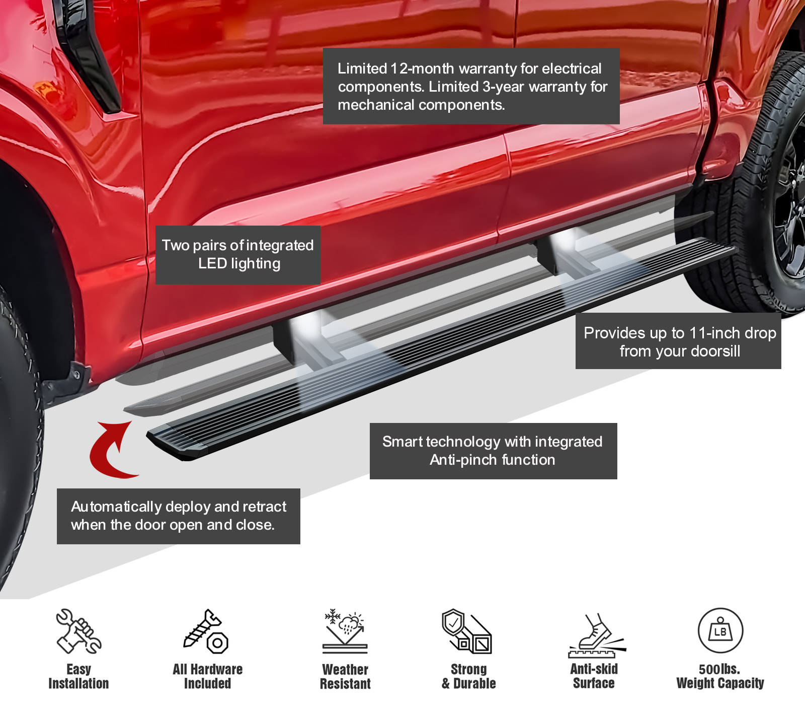 2008-2016 Ford F-250/F-350/F-450/F-550 Super Duty Super Cab Both Sides Power Board-W Series