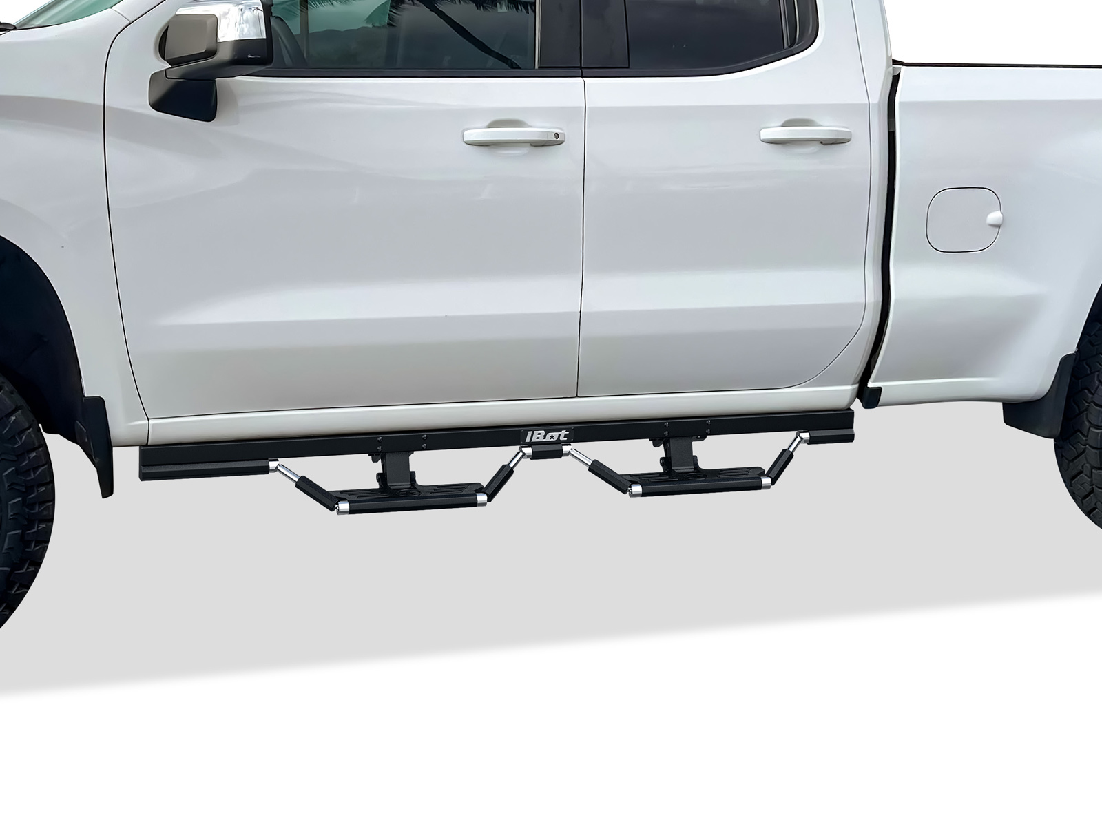 2019-2021 Chevy Silverado/GMC Sierra 1500 Double Cab (Incl. Diesel Models with DEF Tanks and 2022 Silverado 1500 LTD) 2020-2023 Chevy Silverado /GMC Sierra 2500/3500 Double Cab (Incl. Diesel Models with DEF Tanks) Both Sides Power Step-AB Series